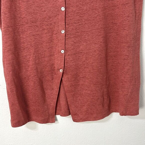 Tahari Terracota Linen Top M Relaxed Lagenlook Minimalist Breathable Natural - Picture 8 of 10